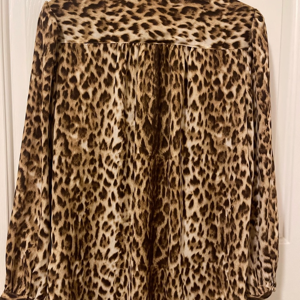 J. Crew • Leopard Print Tie Neck Blouse - Picture 6 of 9